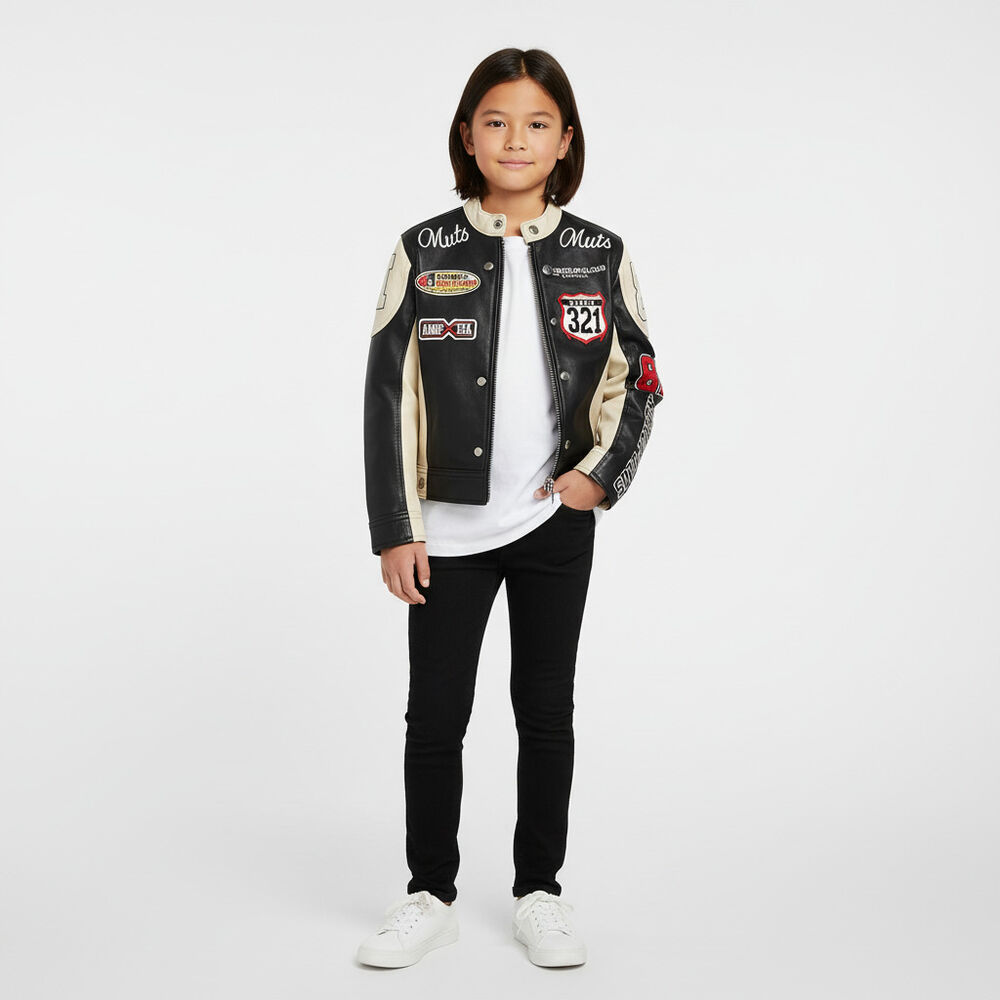 Chaqueta Infantil Varsity Eco Cuero Modelo Racing image number 0.0