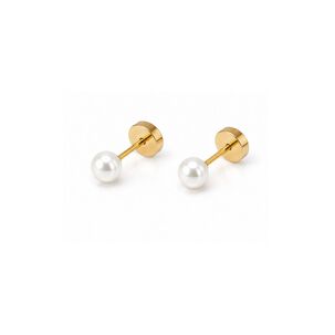 Aros Abridores Perla Casquillo 4mm N1 Oro 14k Beb&eacute; Ni&ntilde;a Dorado 4mm