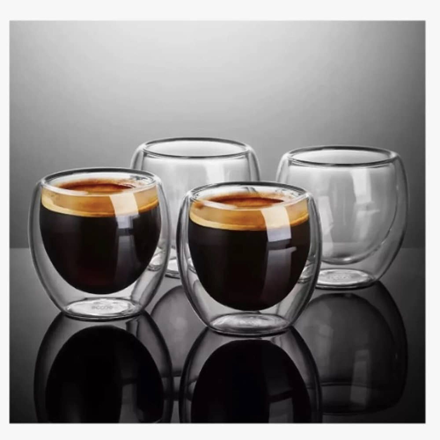Taza Cafe Expresso 4 Vasos Vidrio Doble Pared T&eacute;rmica 80 Ml image number 4.0