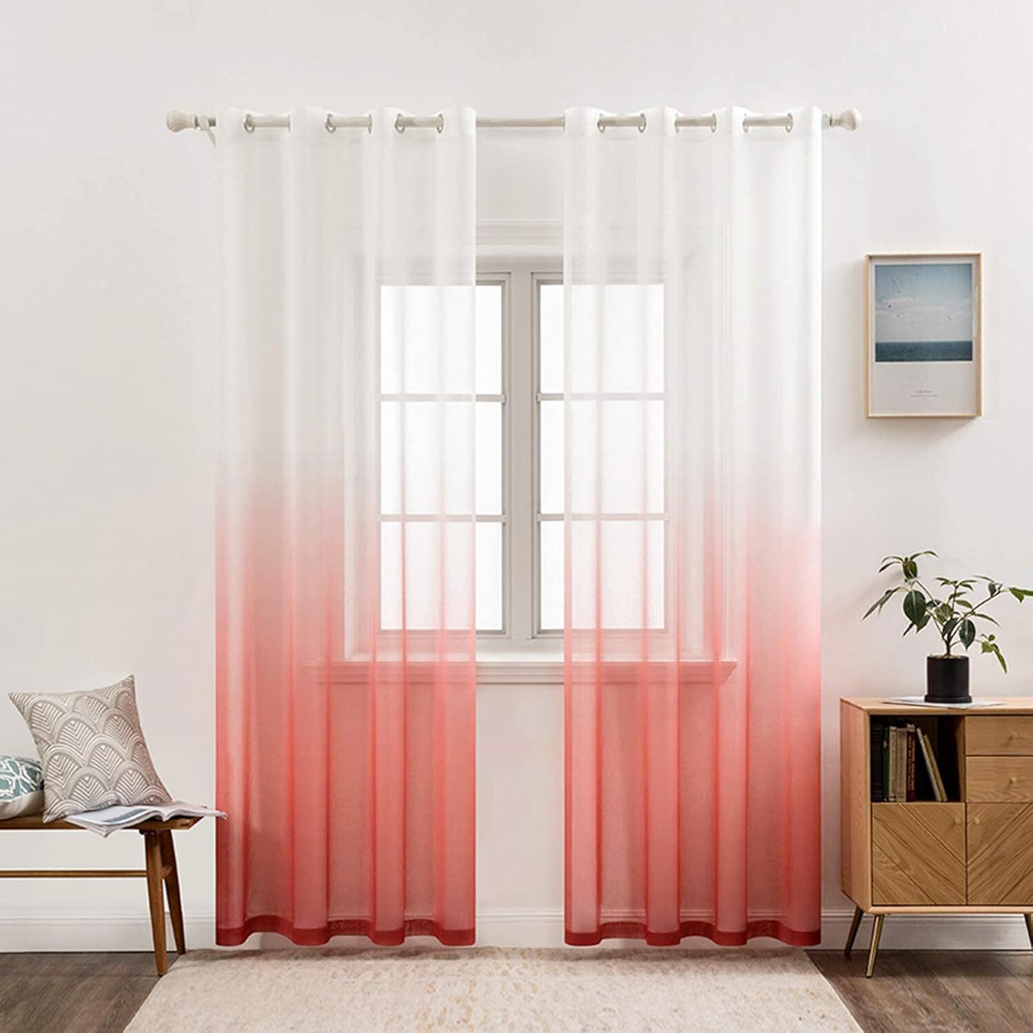 Pack De Visillo Degrade 140x220 Cm Burdeo image number 0.0
