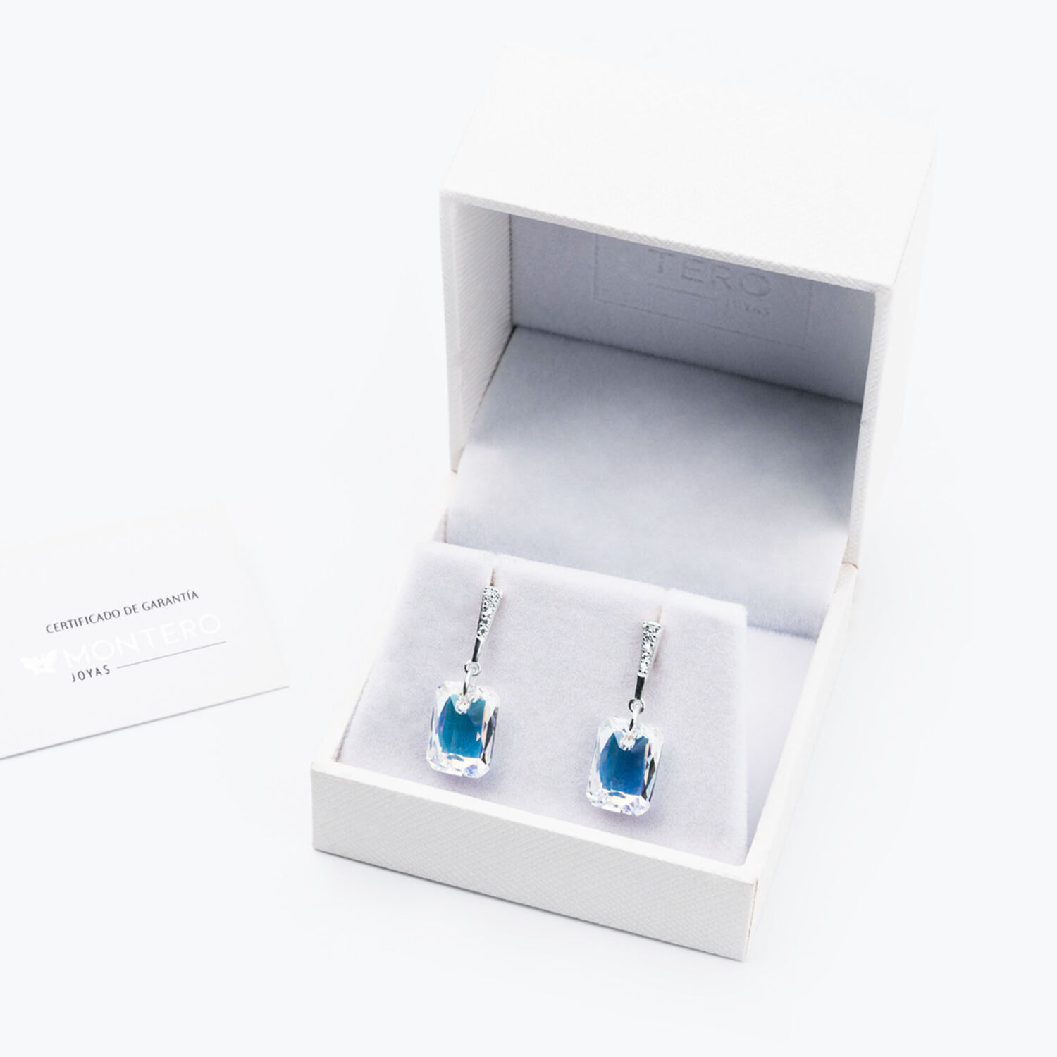 Aros Estefania Plata Italiana 925 Y Cristales Genuinos Aurora Boreal image number 2.0