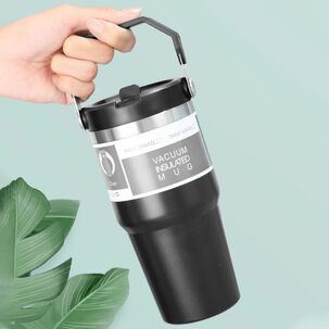Mug Termo Inoxidable 600ml Negro Portátil Antifugas