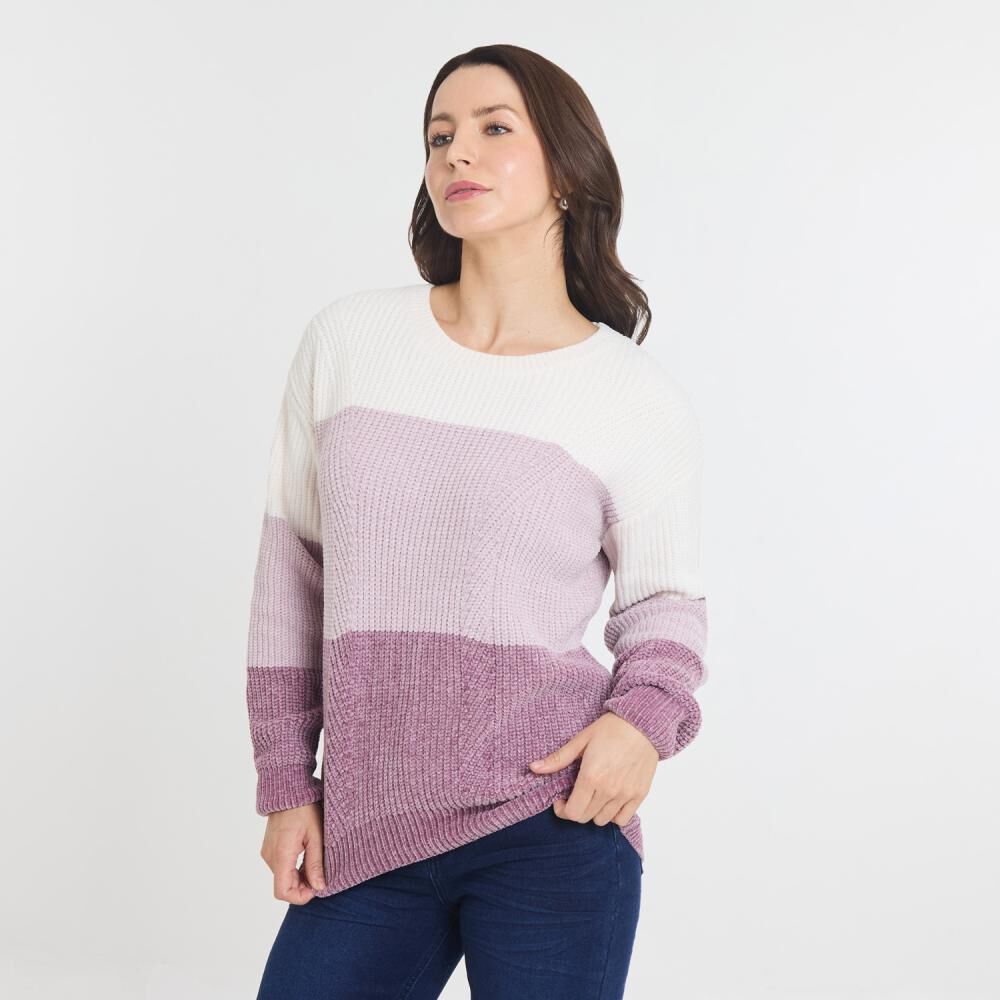 Sweater Chenille Bloques Manga Larga Cuello Alto Mujer Geeps image number 2.0