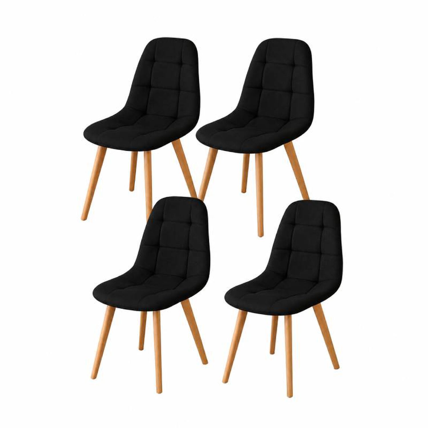 Pack 4 Silla Capiton&eacute; Lino N&oacute;rdica Con Patas De Madera Haya image number 0.0