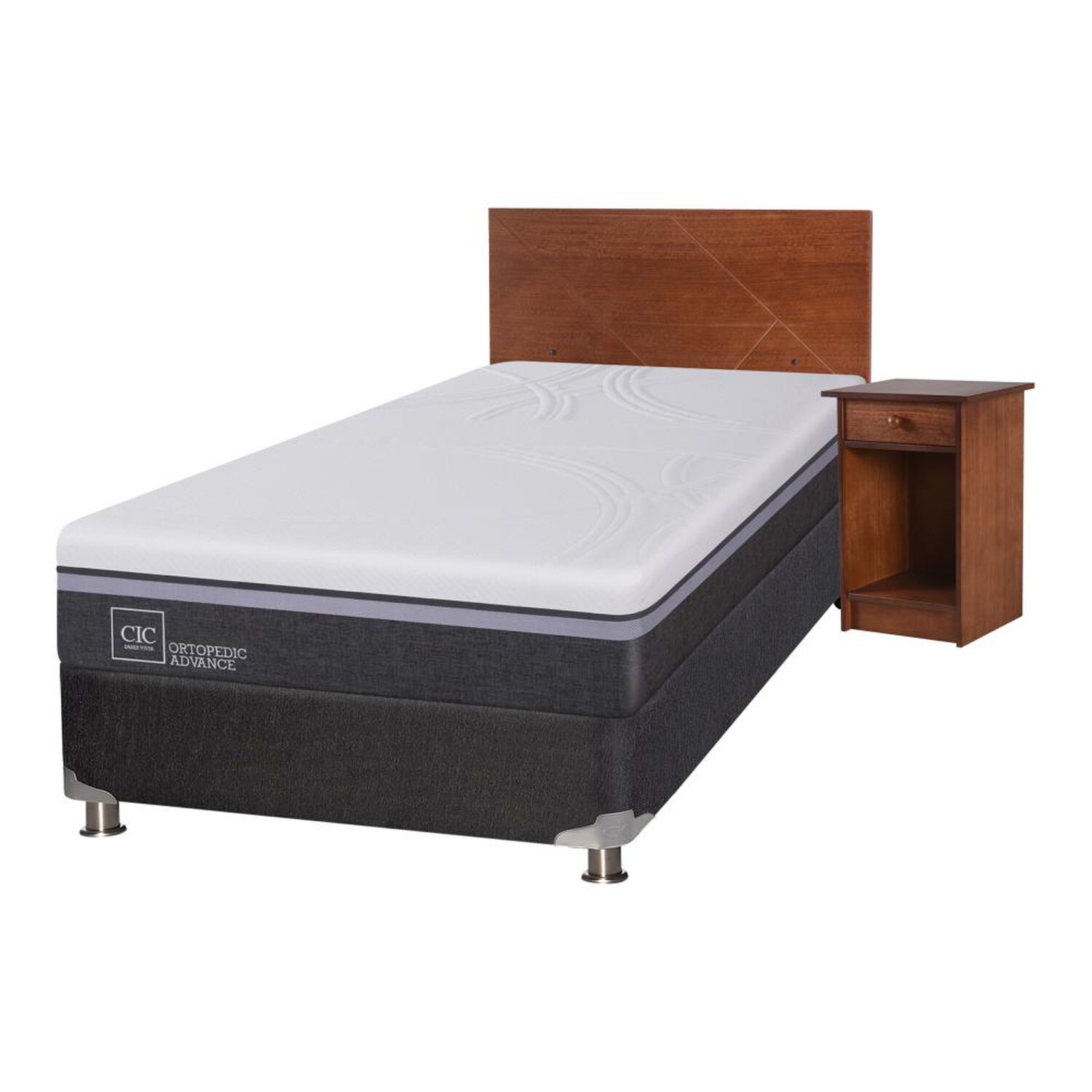 Box Spring Cic Ortopedic / 1.5 Plazas / Base Normal + Set De Maderas image number 1.0