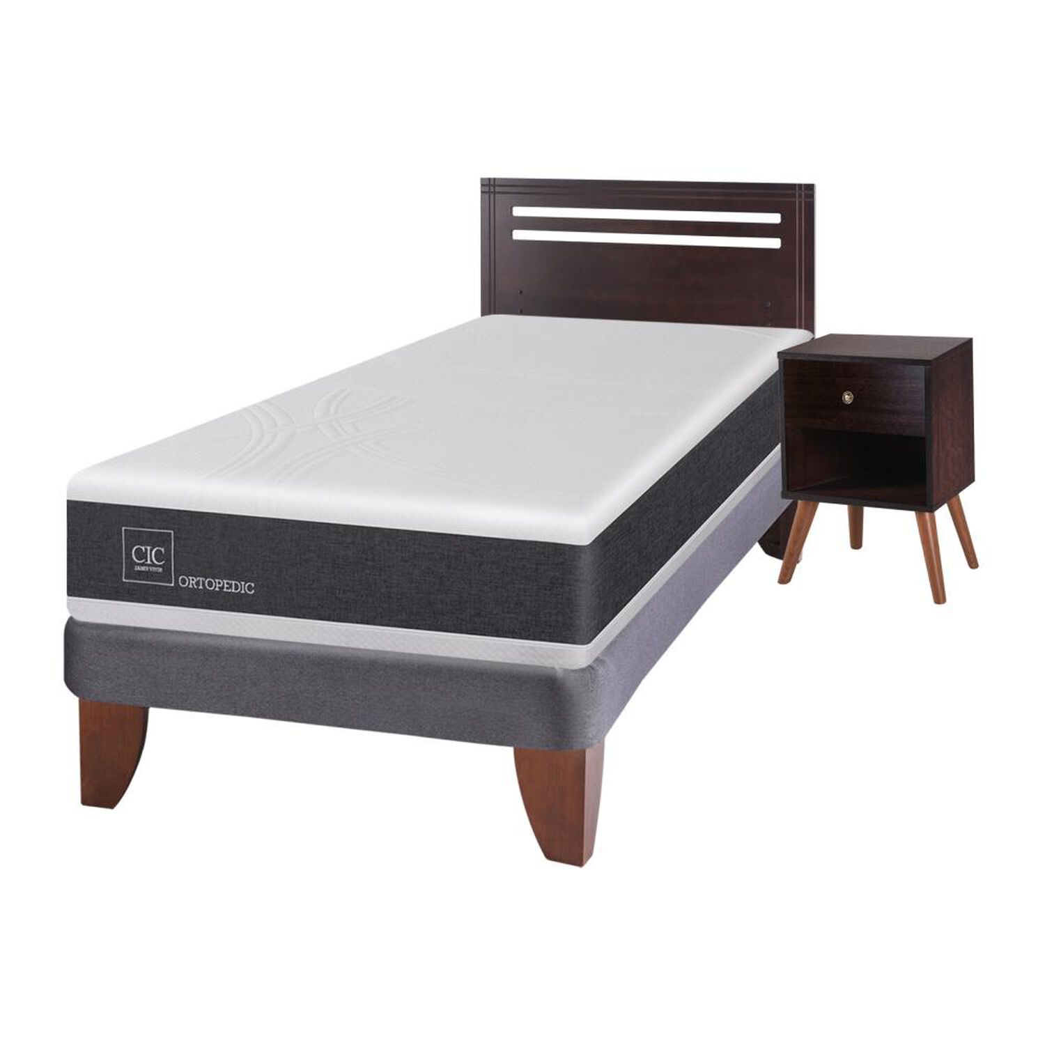 Cama Europea Cic Ortopedic / 1.5 Plazas / Base Normal + Set De Maderas image number 1.0