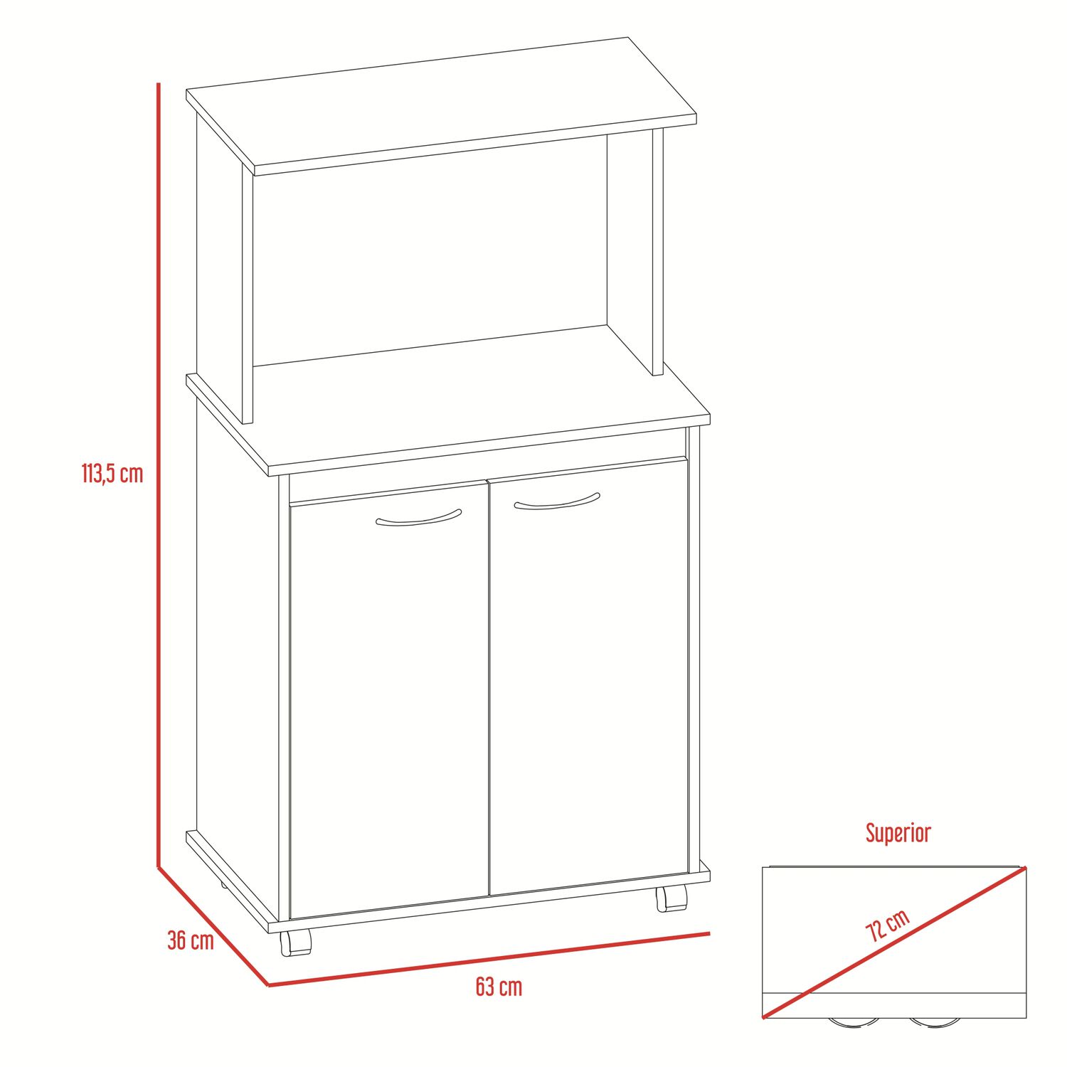 Mueble Microondas 2 Puertas Fm-010b Blanco image number 8.0