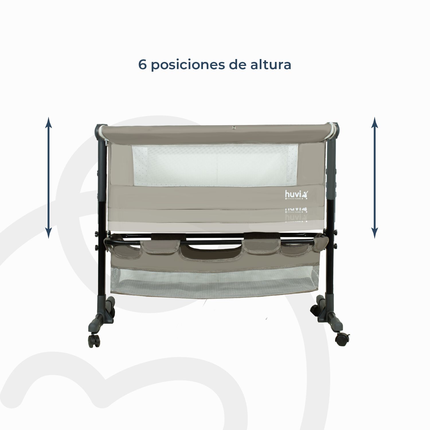 Cuna Colecho Cozy Con Colch&oacute;n Mosquitero Canasto Beige Huvi image number 5.0