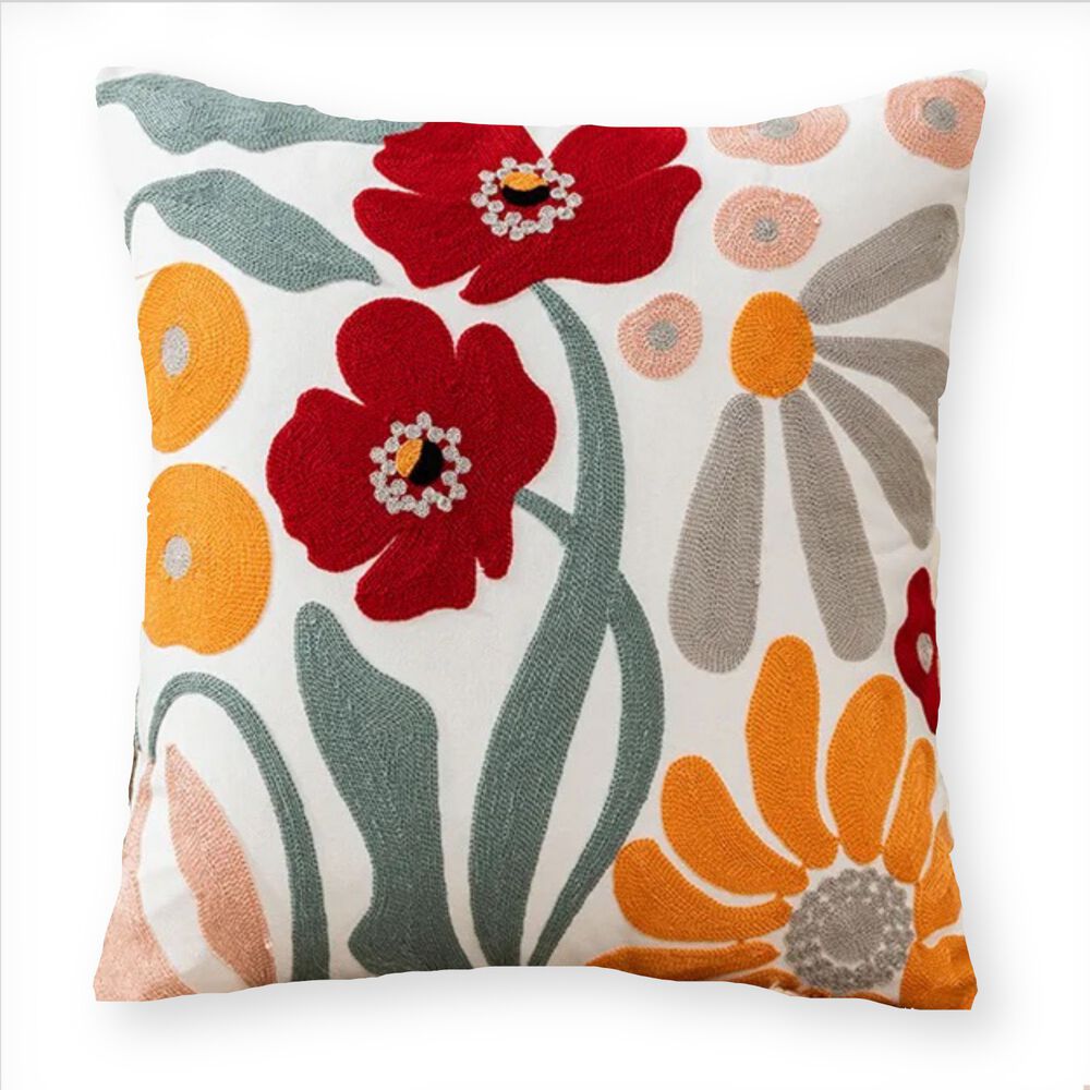 Cojin Bordado 45x45 Cm Flor Gris image number 0.0
