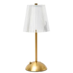 L&aacute;mpara De Mesa Led Inal&aacute;mbrica Recargable Usb De Metal Bronce.