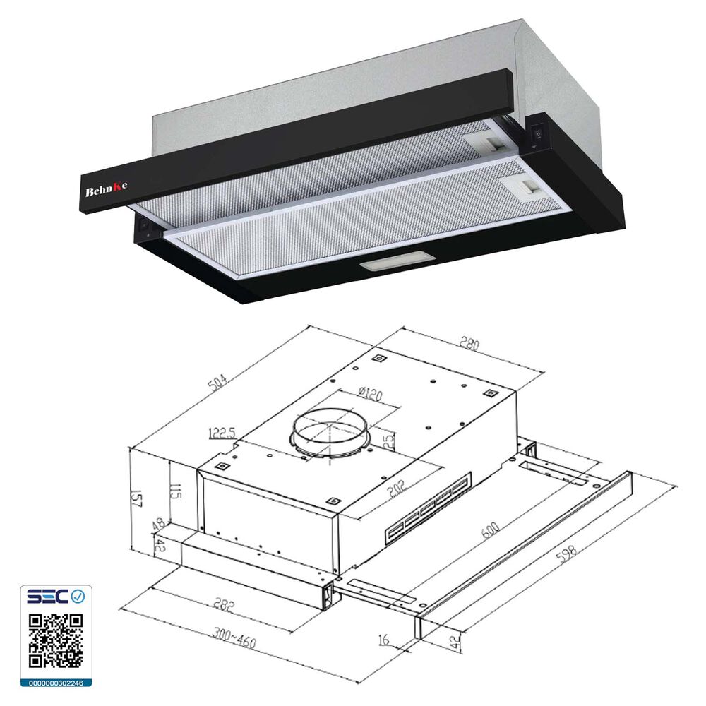 Campana Empotrable Eternity Led Negra image number 1.0