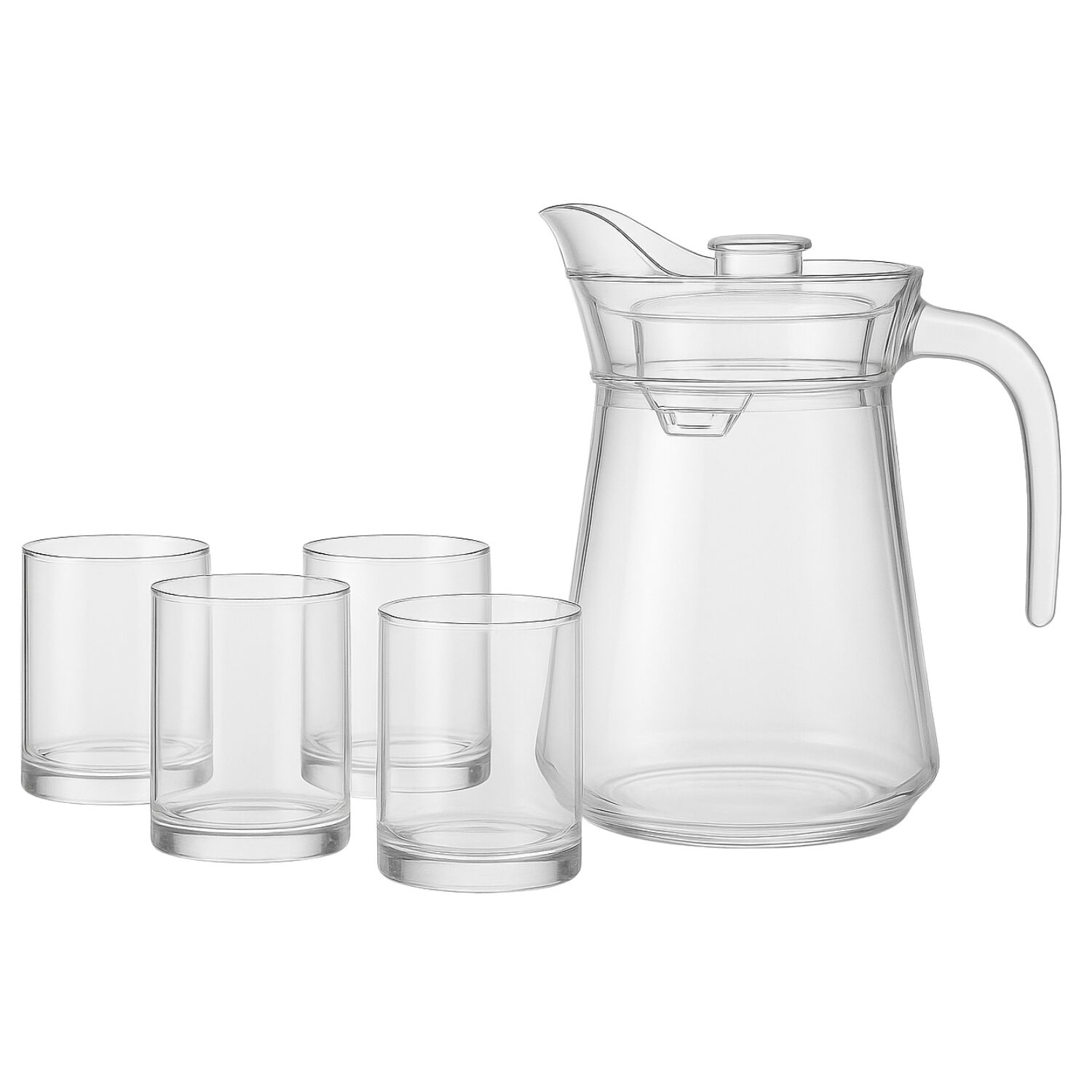 Set Jarra Vidrio Con 4 Vasos 1300ml 330ml Menaje Mesa image number 0.0