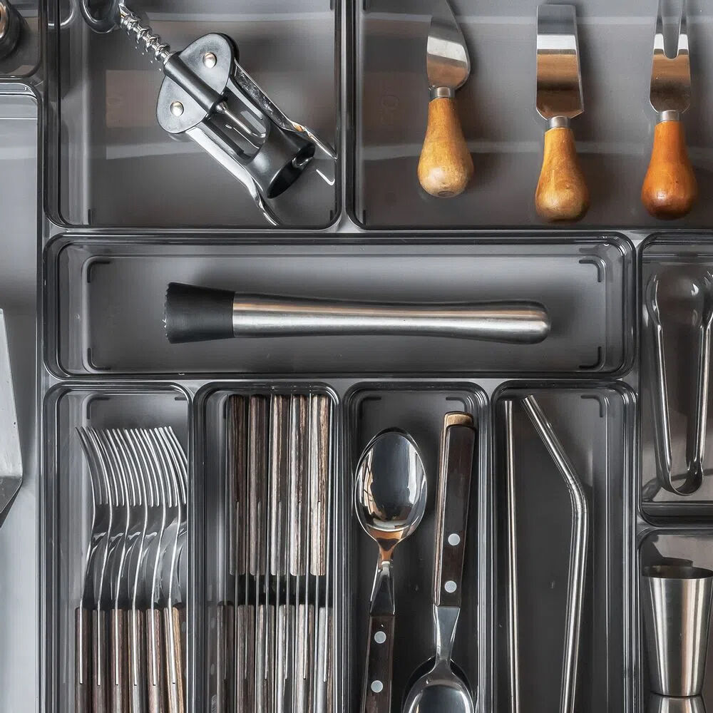 Organizador De Caj&oacute;n Clear 30 X 7,5 X 5,6 Gris image number 1.0