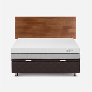 Cama Ba&uacute;l Rosen Pratta / 2 Plazas / Base Normal + Respaldo Tabor Caramelo
