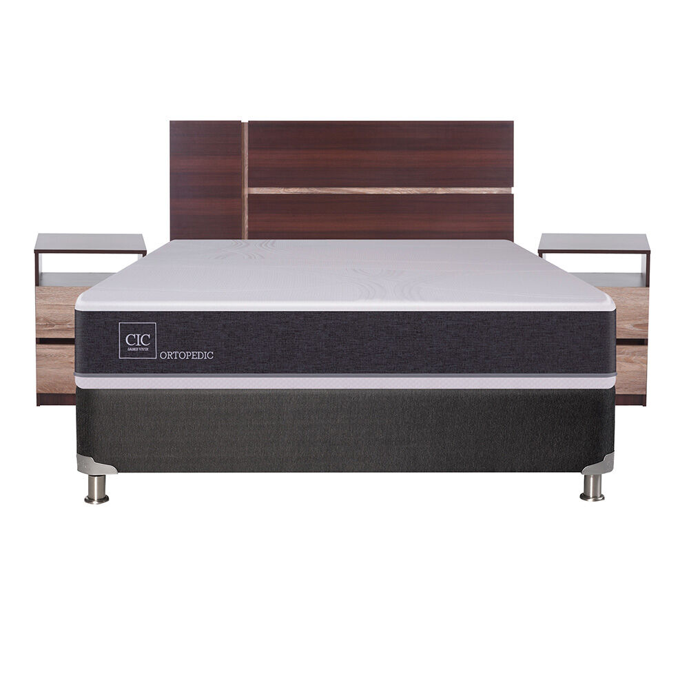 Box Spring Cic New Ortopedic B5 / 2 Plazas / Base Normal + Set De Maderas image number 1.0