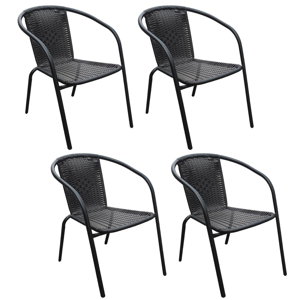 Pack 4 Sillas De Terraza Y Acero Negro image number 0.0