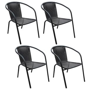 Pack 4 Sillas De Terraza Y Acero Negro