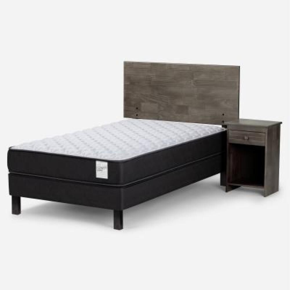 Cama Europea Rosen Wave / 1.5 Plazas / Base Normal + Set De Maderas Tabor Grafito image number 10.0