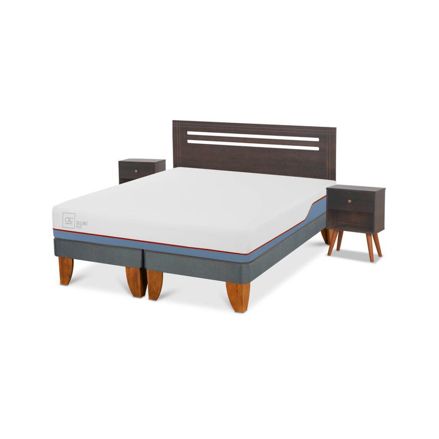 Cama Europea Cic Excellence Plus / 2 Plazas / Base Dividida + Set De Maderas image number 2.0