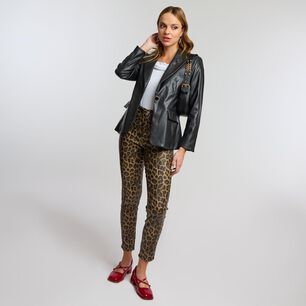 Blazer Ecocuero Cuello Solapa Mujer Kimera