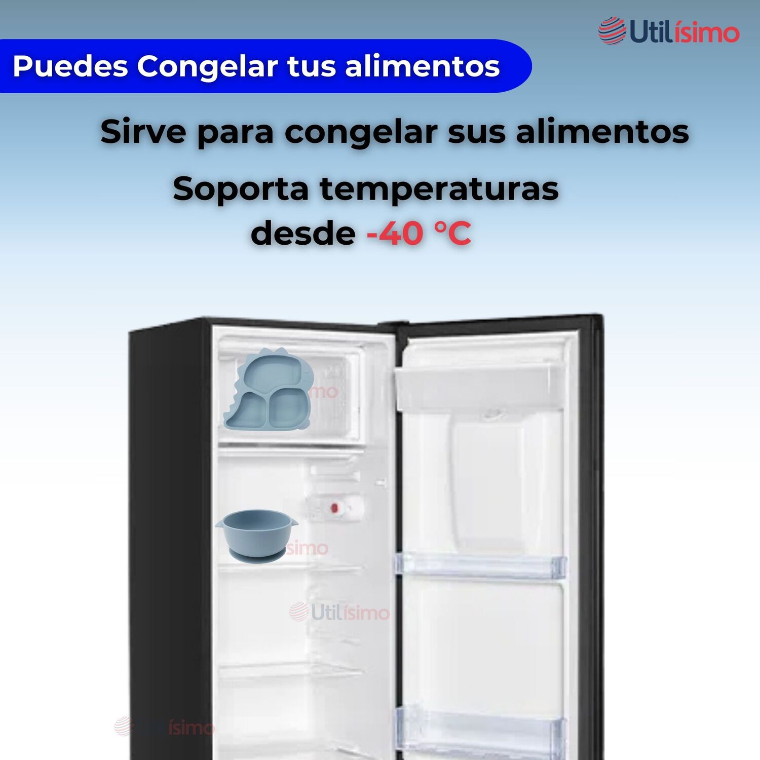 Set De Alimentaci&oacute;n Beb&eacute; Silicona 5 Piezas Dinosaurio Libre Bpa Color Celeste image number 8.0