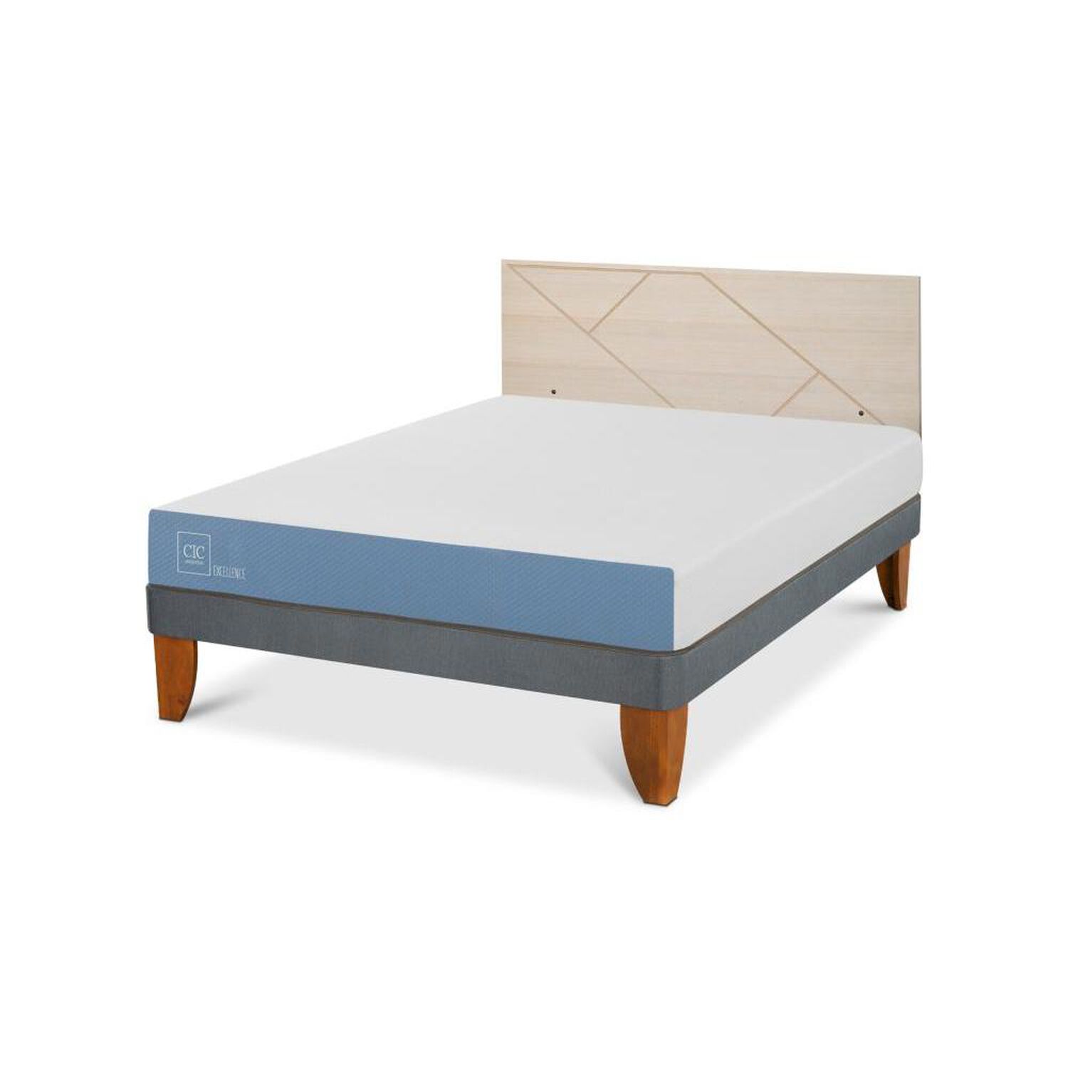 Cama Europea Cic Excellence / 2 Plazas / Base Normal + Respaldo image number 2.0