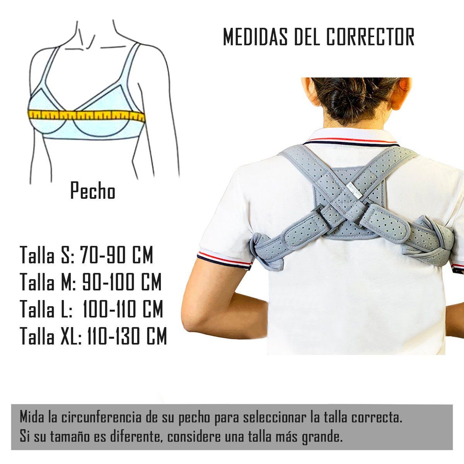 Corrector De Postura Soporte Espalda Unisex Talla L image number 3.0