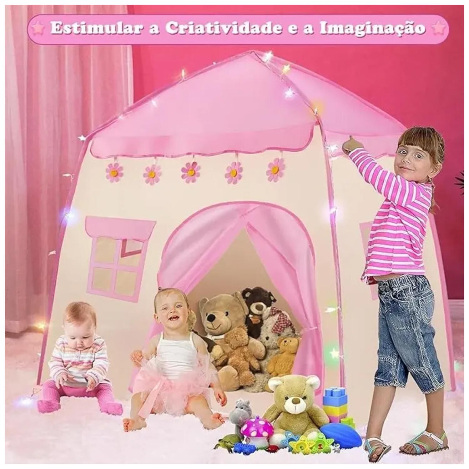 Juguete Carpa Plegable Casa De Juegos 100x130cm Rosado Infantil image number 1.0
