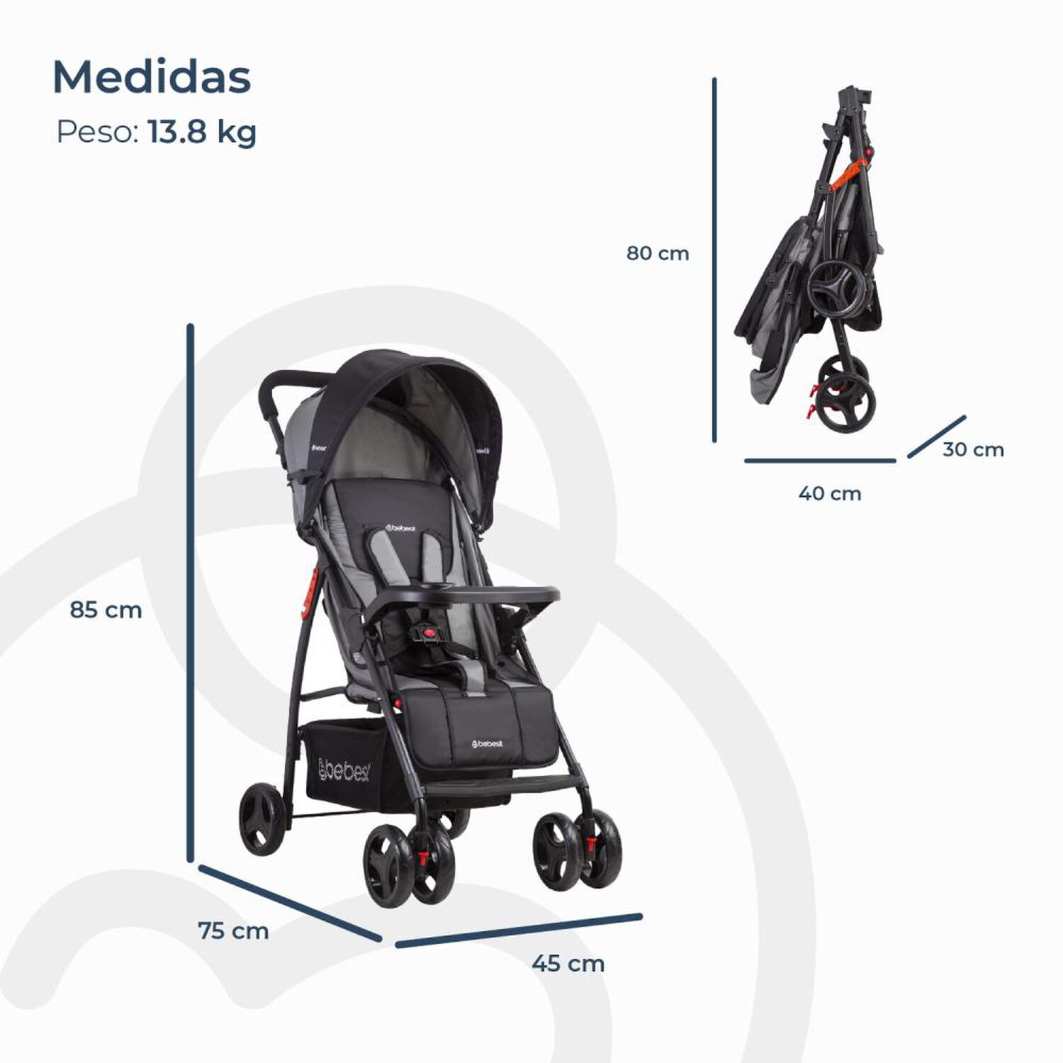 Coche Travel System Bebesit Summer Gris image number 6.0