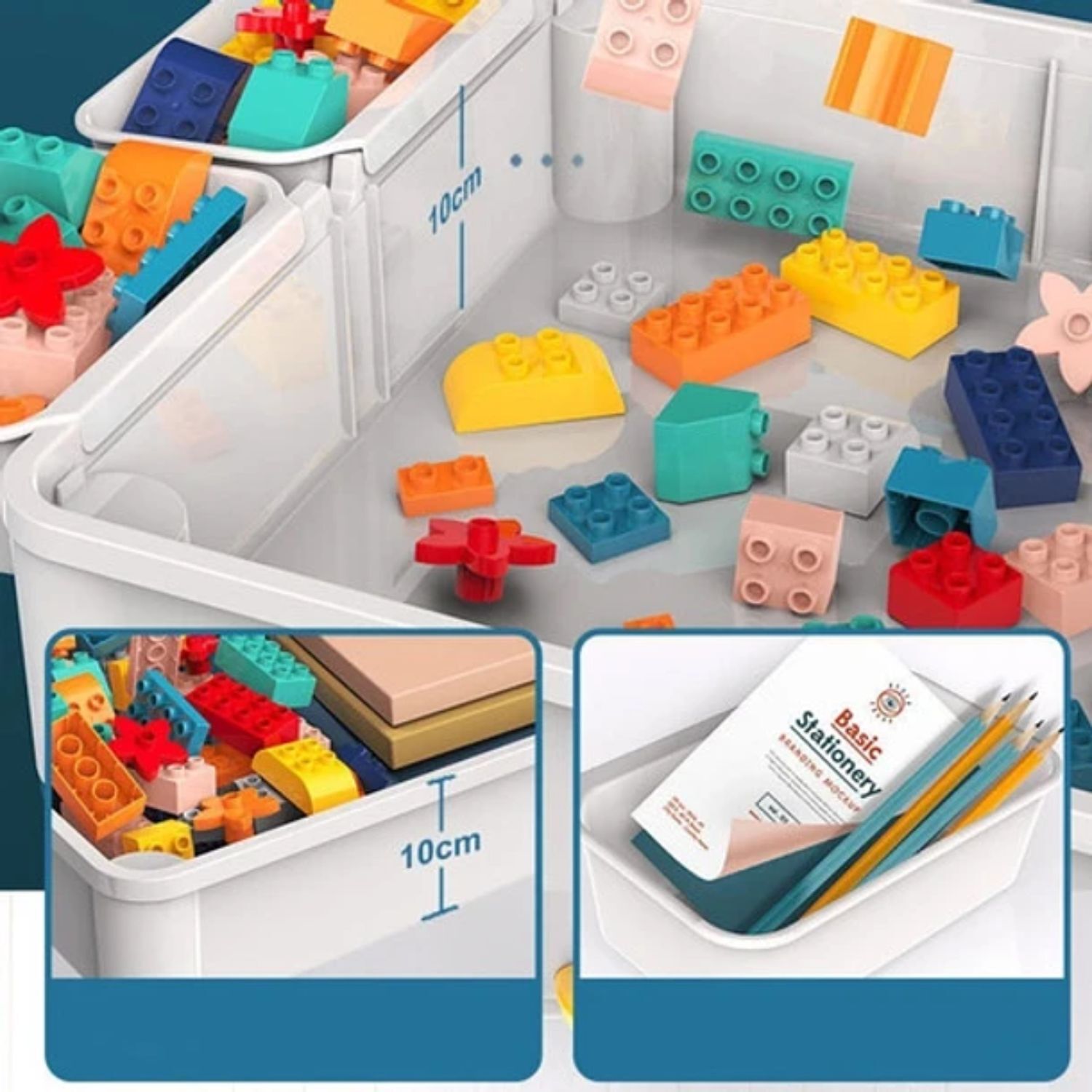 Mesa De Actividades Infantil Con Silla + 300 Bloques De Juego image number 7.0