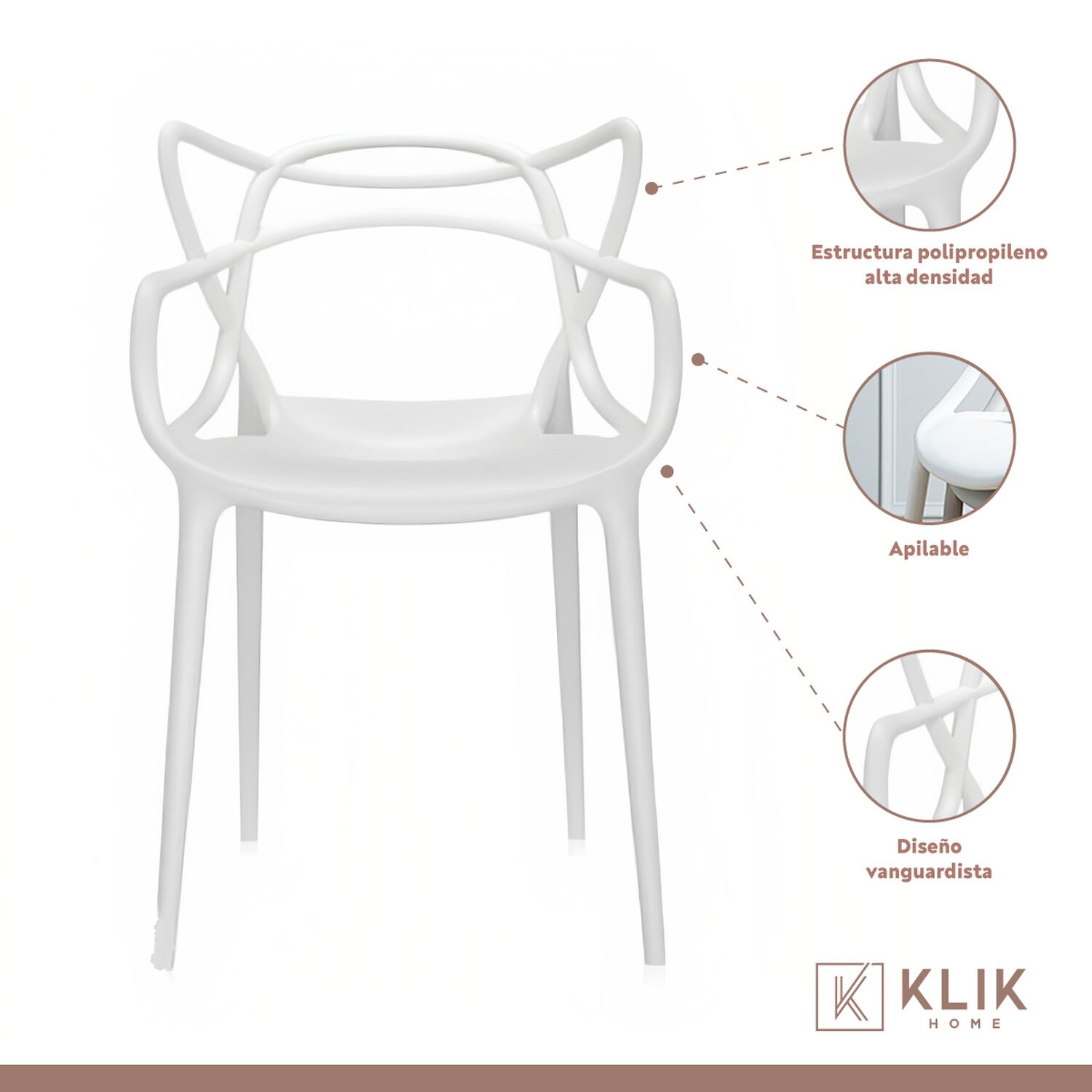 Comedor Mesa Tulip Blanca 80cm - 4 Sillas Master Blancas image number 3.0