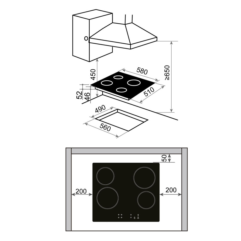 Encimera Vitrocer&aacute;mica Groner Touch Black 4q image number 4.0