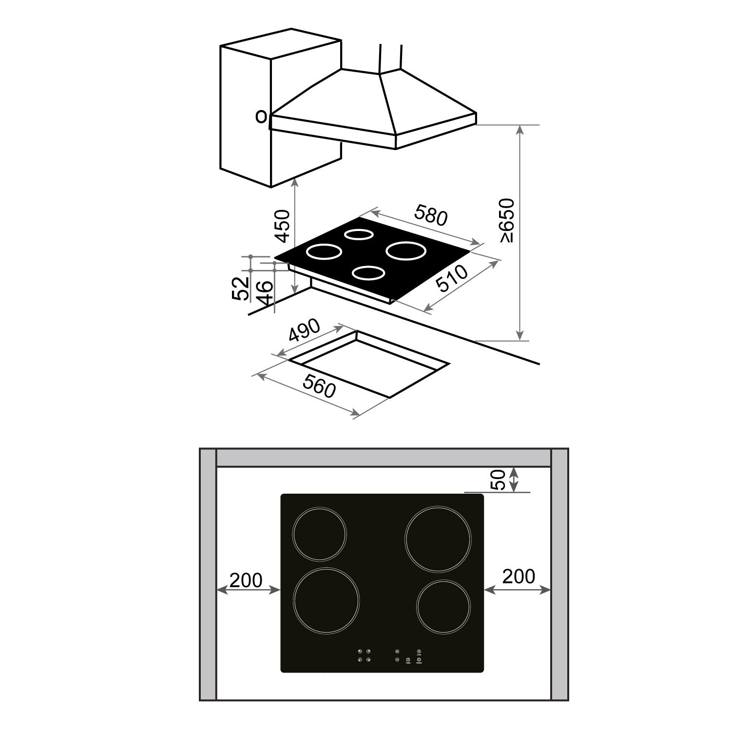 Encimera Vitrocer&aacute;mica Groner Touch Black 4q image number 4.0