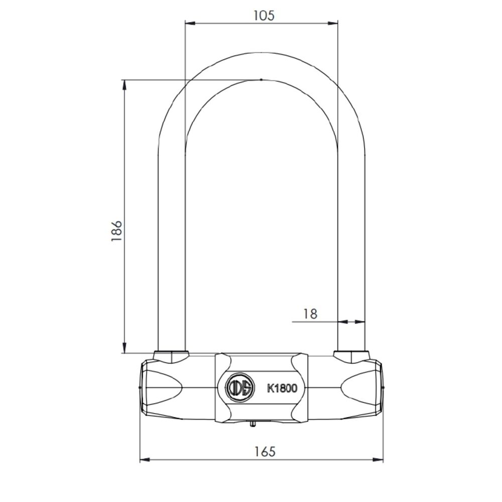 Candado Bicicleta U Lock Odis K1800 18x186mm Grafito Llave Disco image number 3.0
