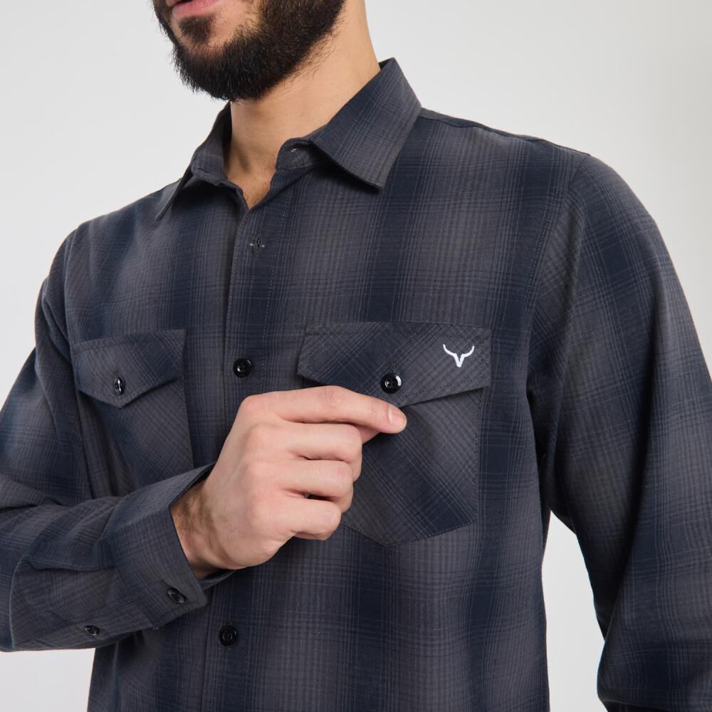 Camisa Estampada Slim Manga Larga Hombre Az Black image number 4.0