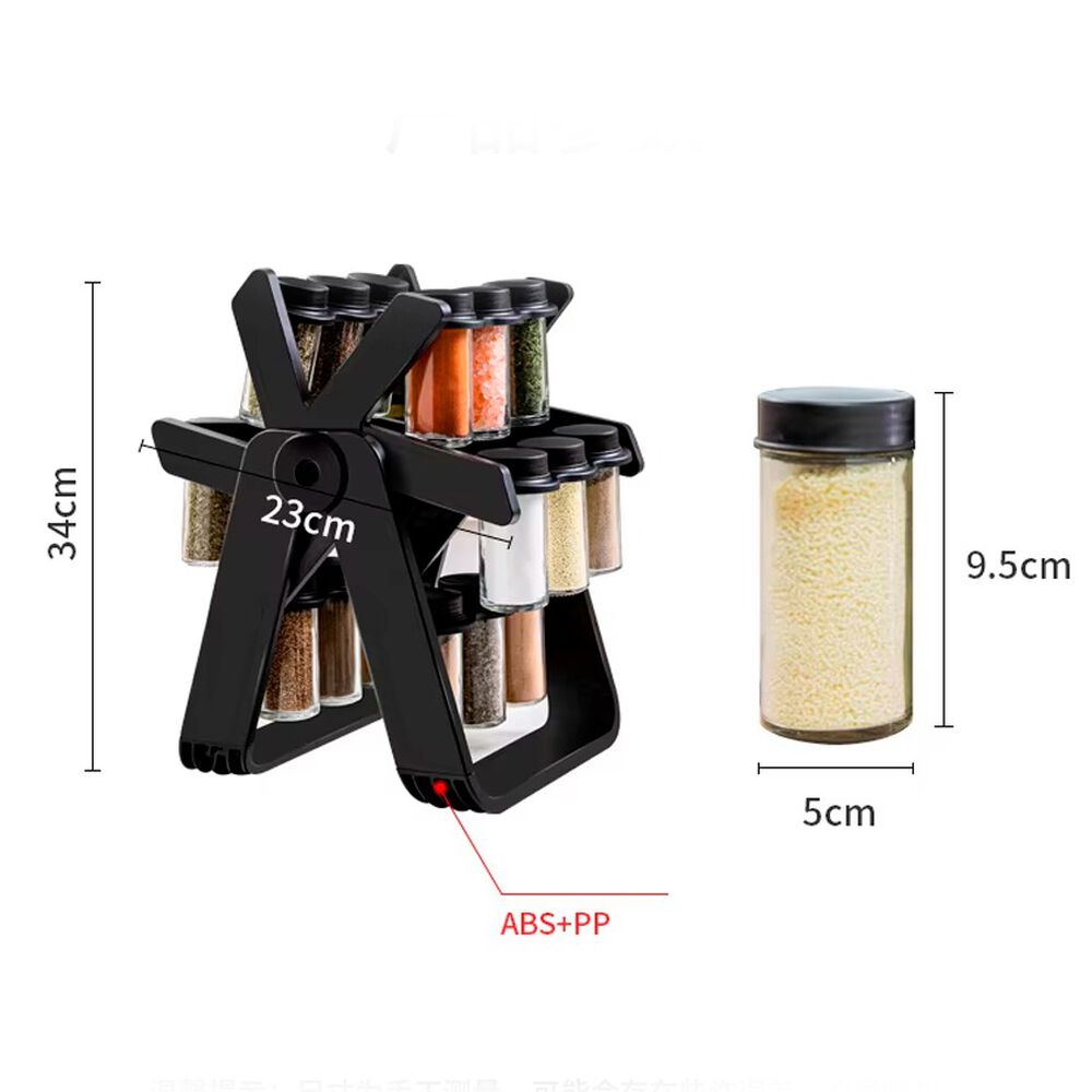 Especiero Giratorio 360 Con 18 Frascos Negro image number 1.0