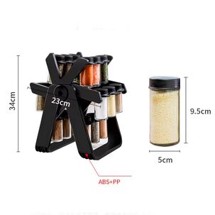 Especiero Giratorio 360 Con 18 Frascos Negro