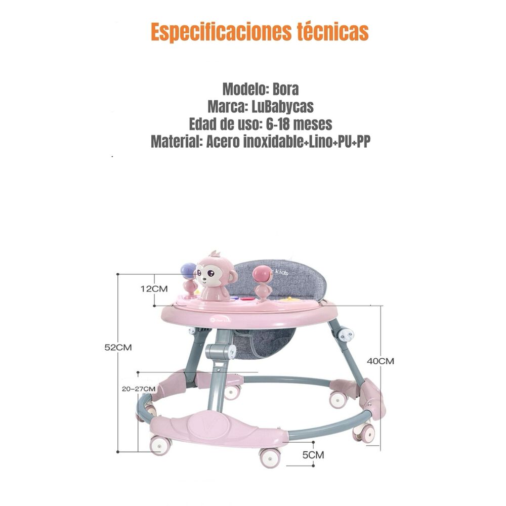 Andador Caminador Plegable Apoya Pies Bora Rosado Lubabycas image number 8.0