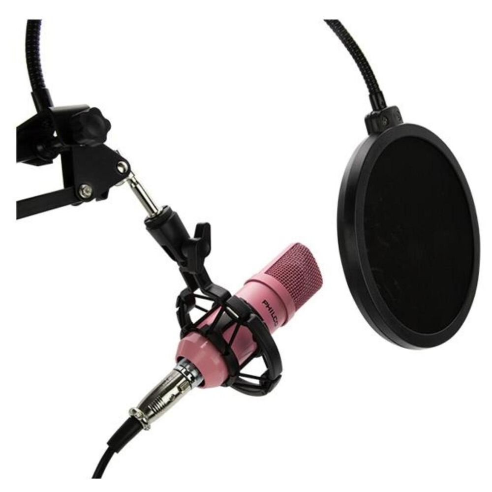 Kit Estudio Microfono Rosado Antipop Atril Metalico image number 3.0