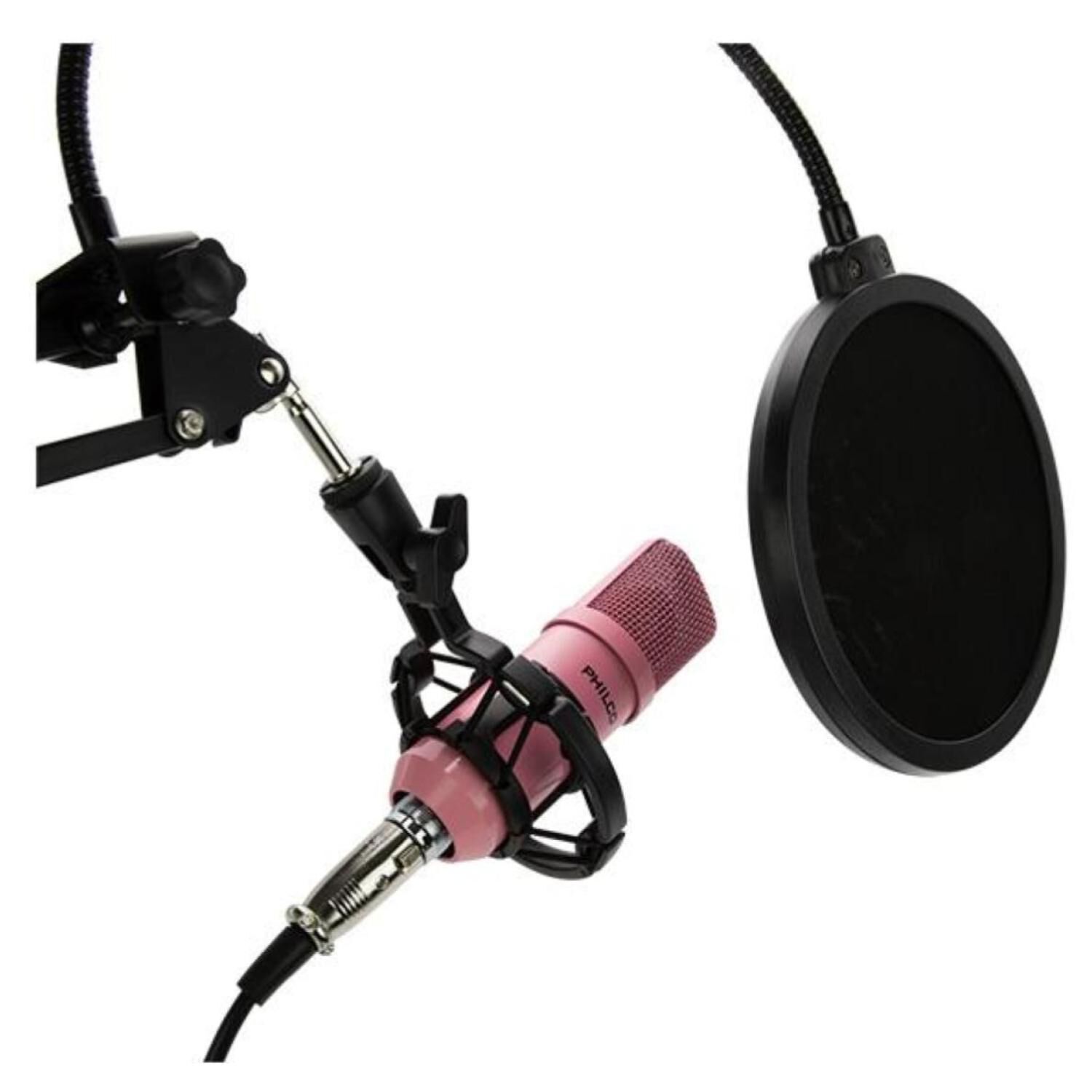 Kit Estudio Microfono Rosado Antipop Atril Metalico image number 3.0