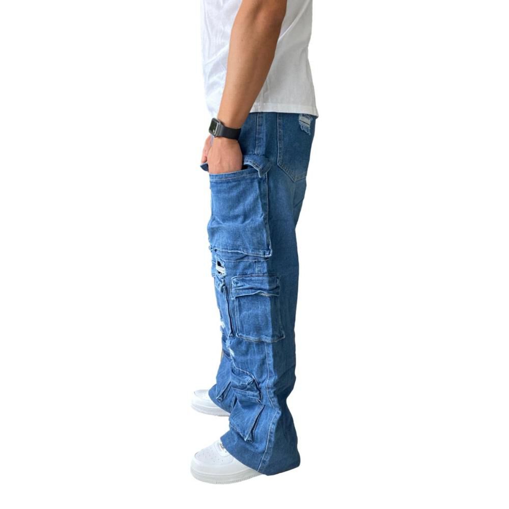 Jeans Diábolo Multicargo Rasgado Ancho Wide Leg Hombre image number 6.0