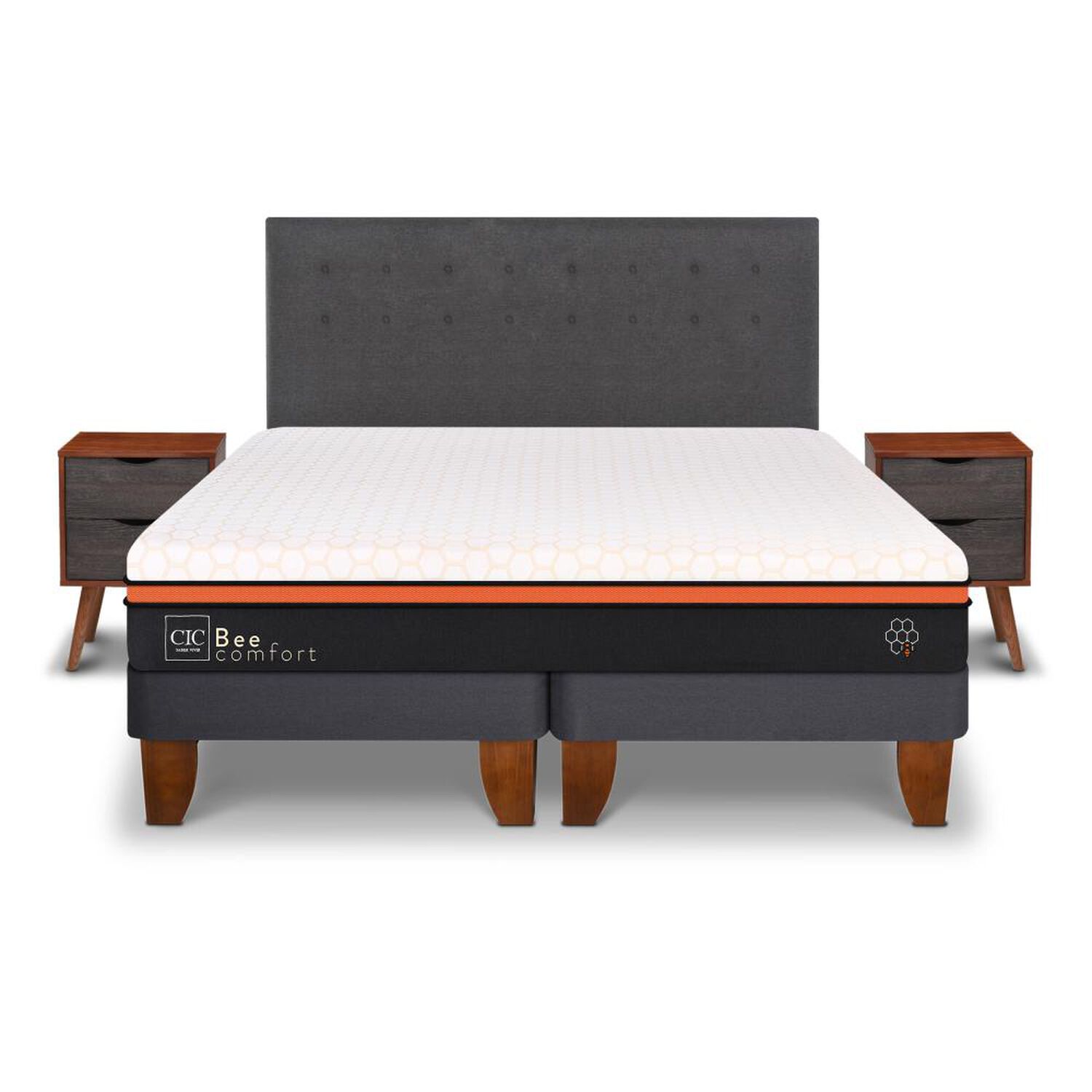 Cama Europea Cic Bee Comfort / King / Base Dividida + Set De Maderas image number 0.0