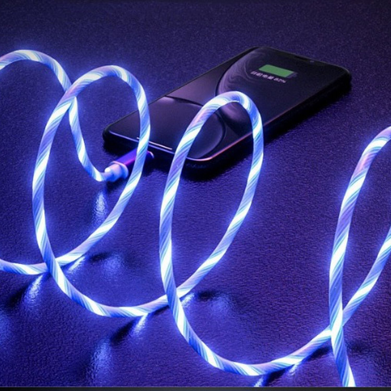Cable De Carga Para Celular 3 En 1 Tipo C Brillante Luz Led Compatible Para Iphone Magnetico Compatible Ligthing Micro Usb Carga R&aacute;pida image number 7.0
