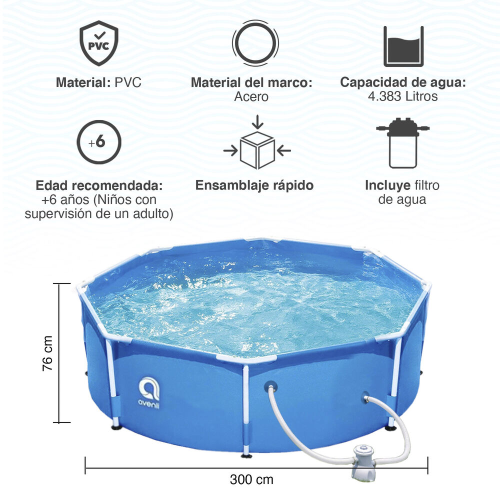 Piscina Con Filtro 4383 L 76x300 Cm Celeste image number 2.0