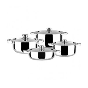 Set De Ollas Bateria De Cocina 8 Piezas Inoxidables Malaga