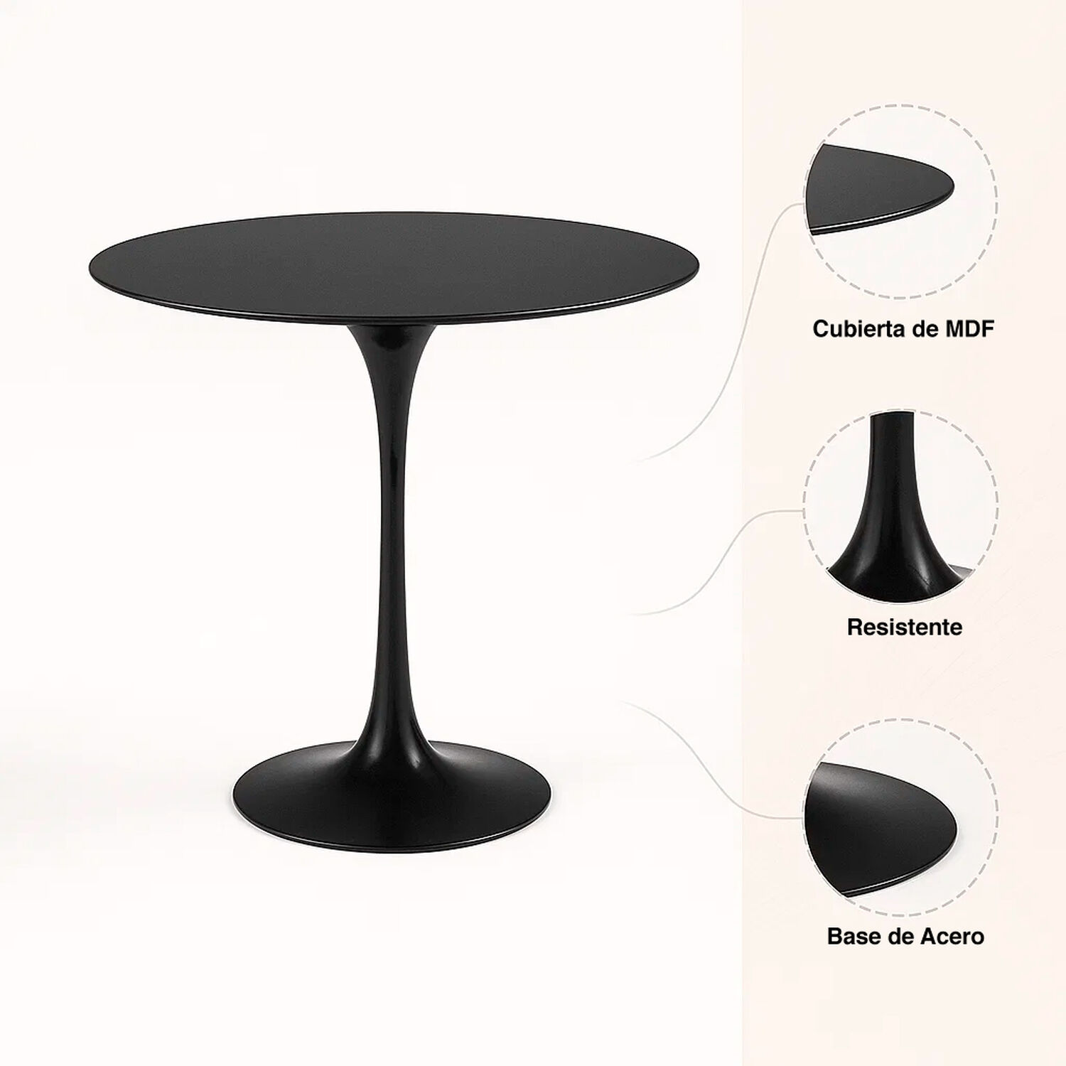 Mesa De Comedor Tulip 80cm - Negra image number 4.0