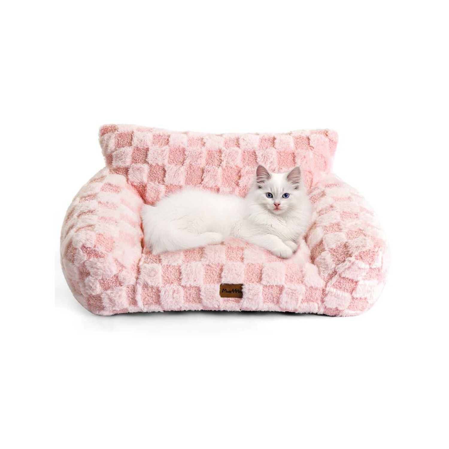 Cama Sof&aacute; Para Perros Y Gatos Dise&ntilde;o Cuadros Rosa Lavable Talla M image number 3.0