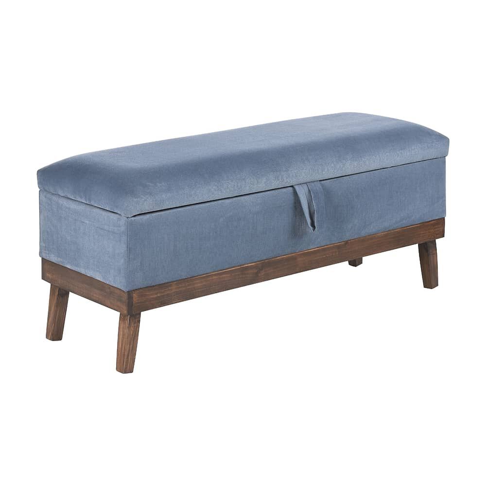 Banqueta Con Ba&uacute;l Incy Azul Petr&oacute;leo Felpa 120x40x50 Cm M&aacute;xima Design image number 1.0