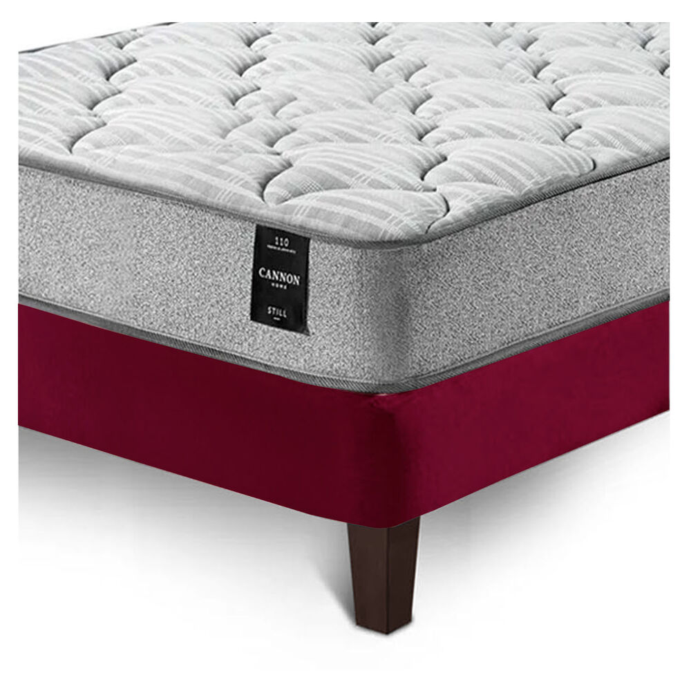 Combo Cama Cannon 1 1/2 Plaza Textil + Respaldo Tela Burdeo image number 7.0
