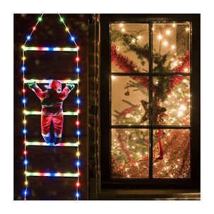 Luces Led Escalera Papa Noel Navideña Multicolor Colgante 1.5m